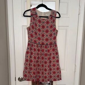 J. Crew Red and White Sheath Mini Dress Sleeveless Scoop Neck